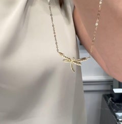 Libelle Anhänger Halskette mit runden Diamanten 0,18 Karat in 14K Gelbgold