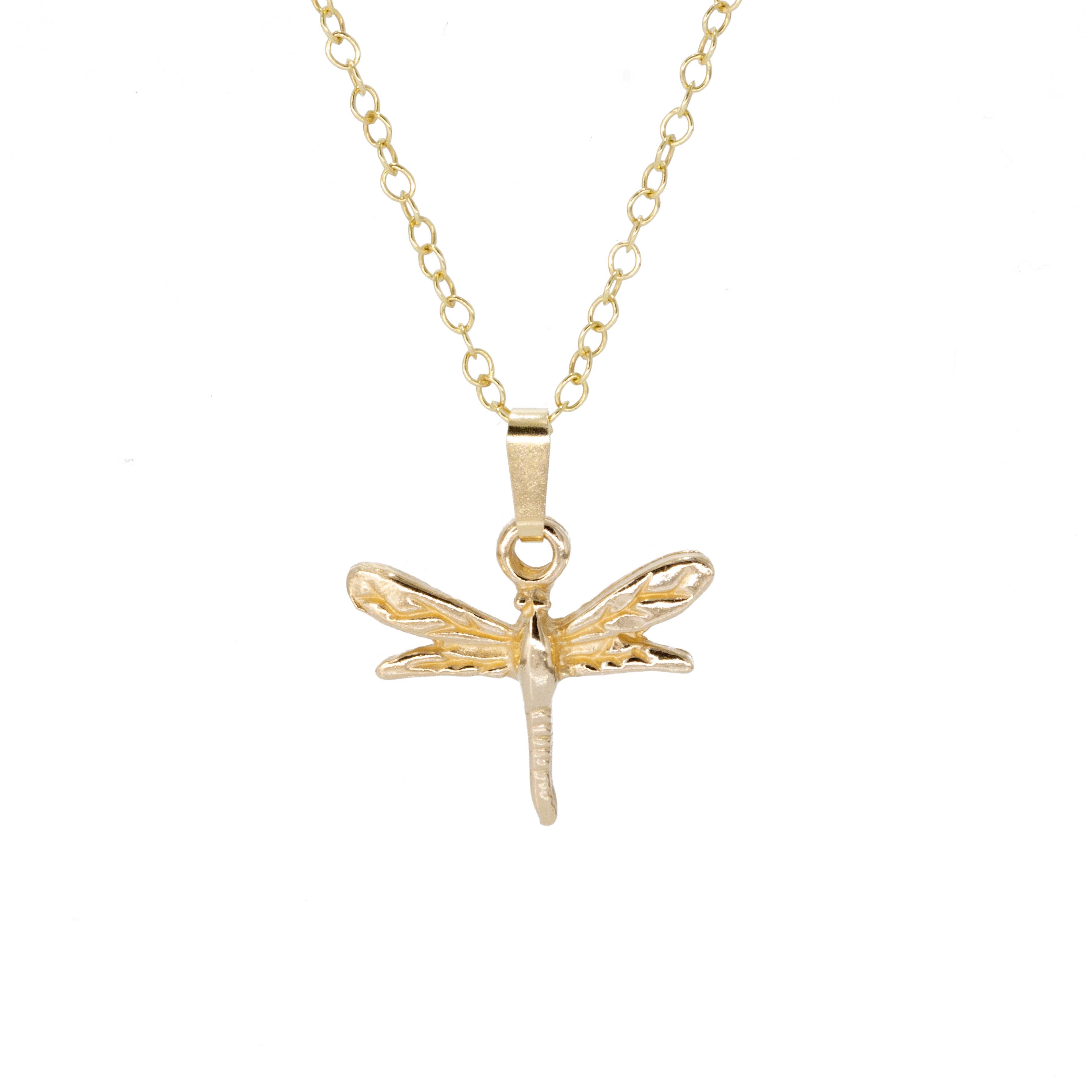 Dragonfly Pendant or Necklace in Solid 9 Karat Gold In New Condition For Sale In London, GB