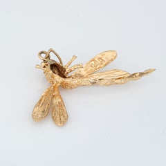 Dragonfly Pendant Vintage 14k Yellow Gold Diamond Eyes Estate Fine Jewelry Bug