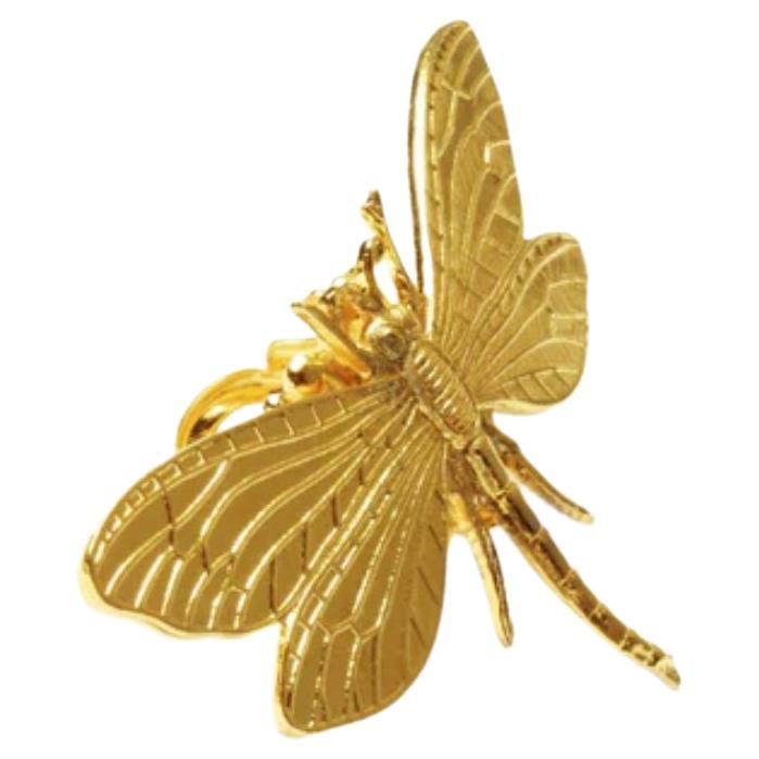 Anello Libellula in ottone placcato oro