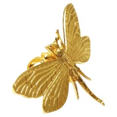 Anello Libellula in ottone placcato oro