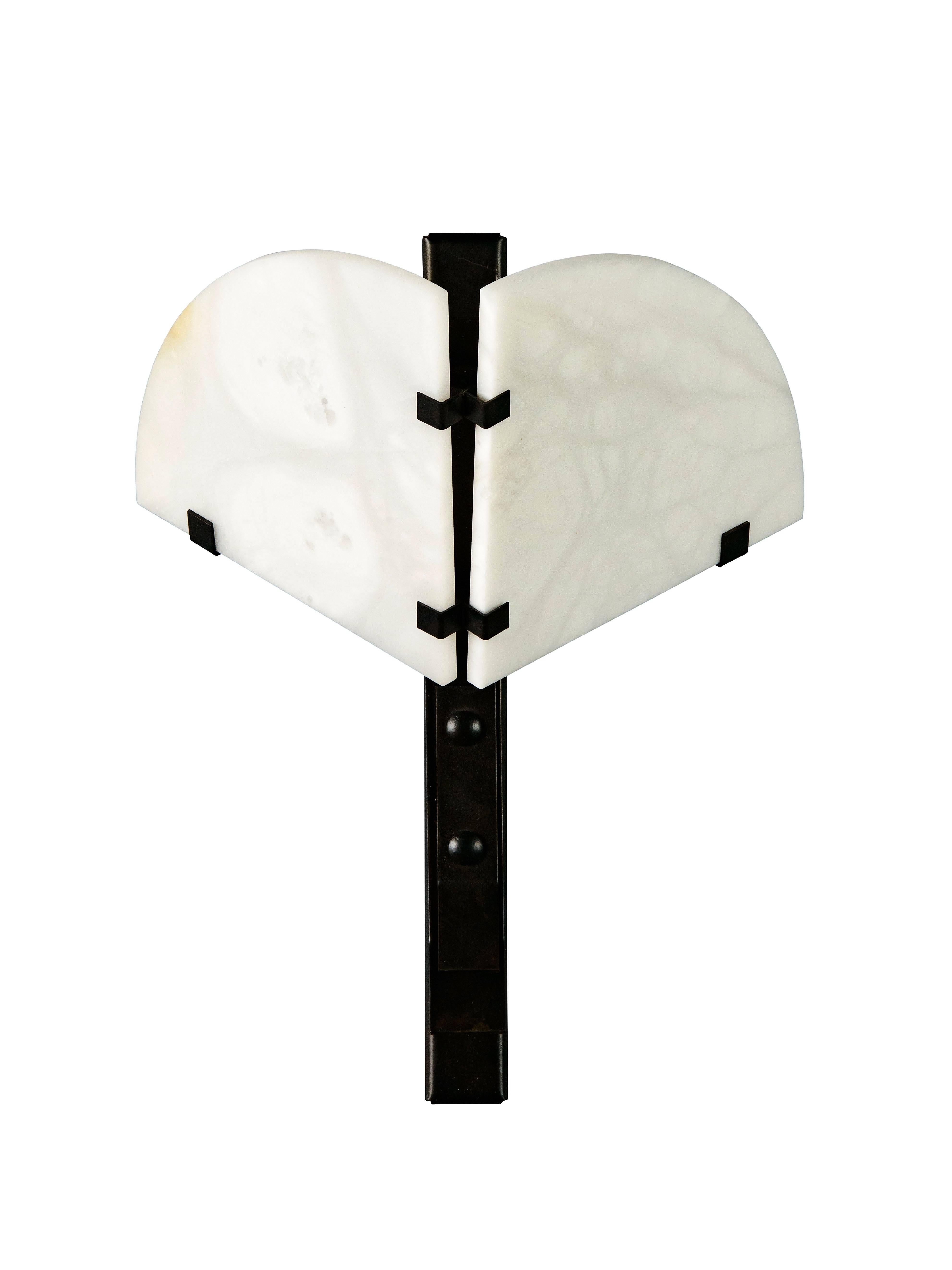 Modern 'Dragonfly Single' Alabaster Sconce in the Manner of Pierre Chareau For Sale