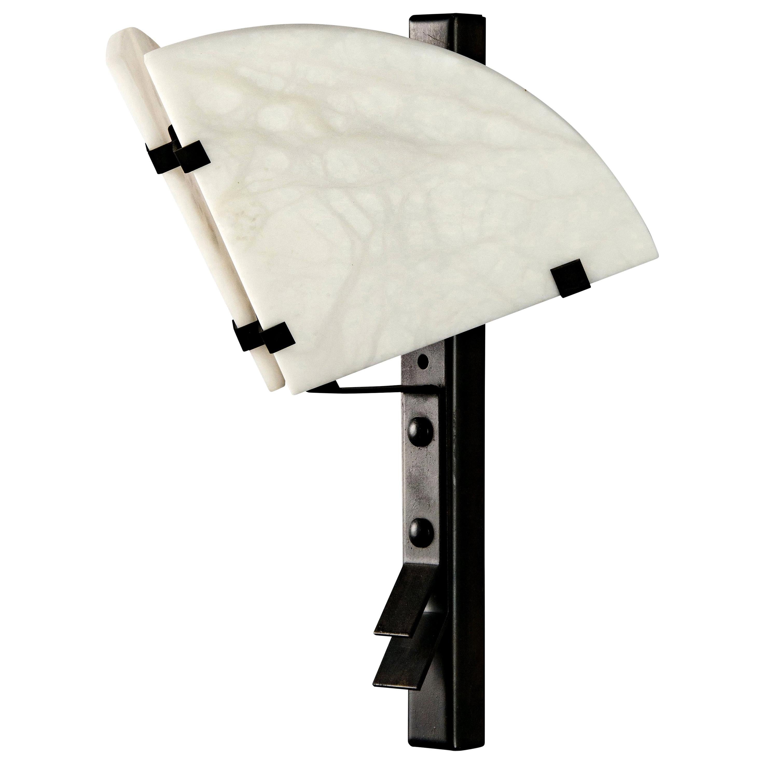 'Dragonfly Single' Alabaster Sconce in the Manner of Pierre Chareau For Sale