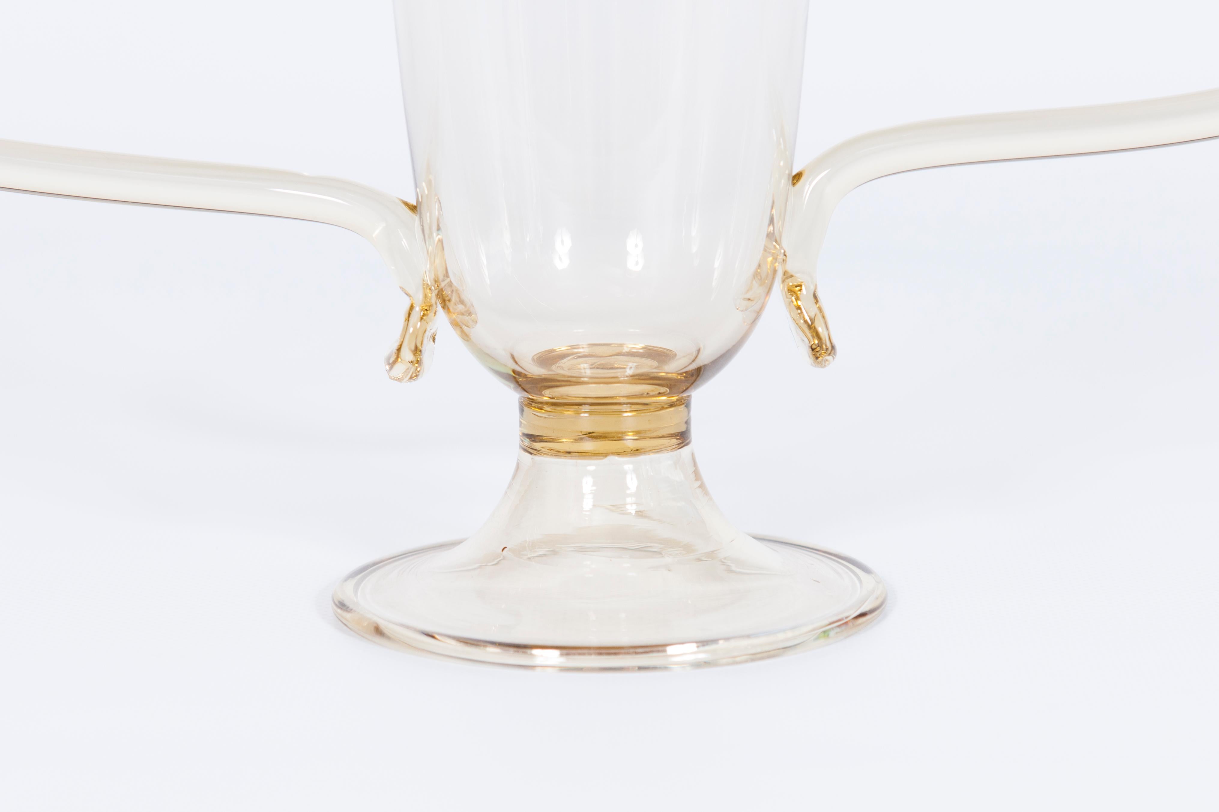 italien Vase à tige de libellule Paglierino couleur verre soufflé de Murano Venise Italie années 1980 en vente