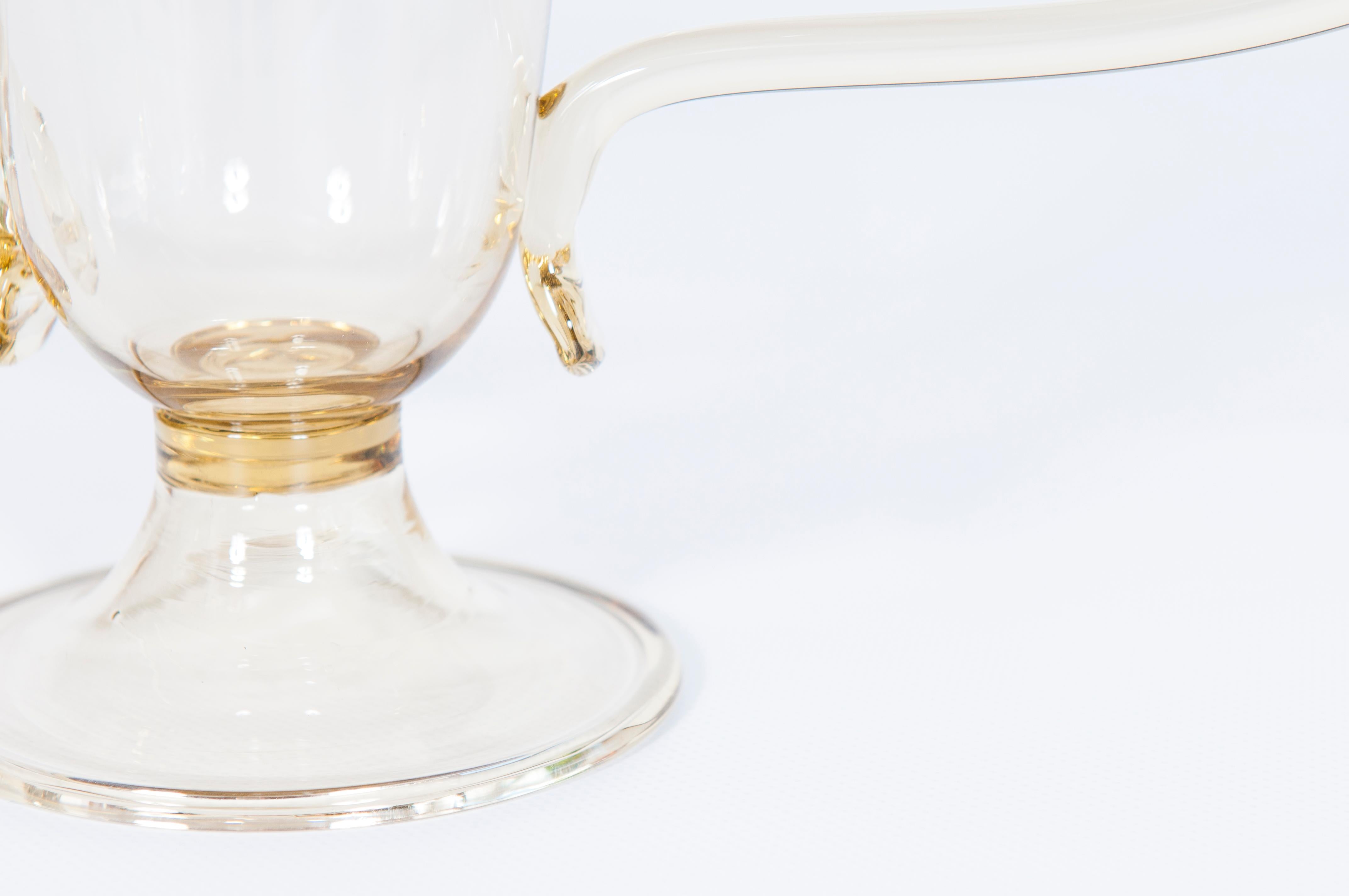 Fait main Vase à tige de libellule Paglierino couleur verre soufflé de Murano Venise Italie années 1980 en vente