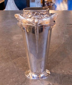 Dragonfly Vase by Christofle Art Nouveau, Silver-plated Metal, France