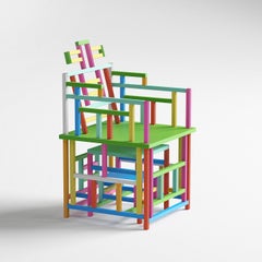 "Dragonfruit" Multicolor Contemporary Chinese Wooden Chair