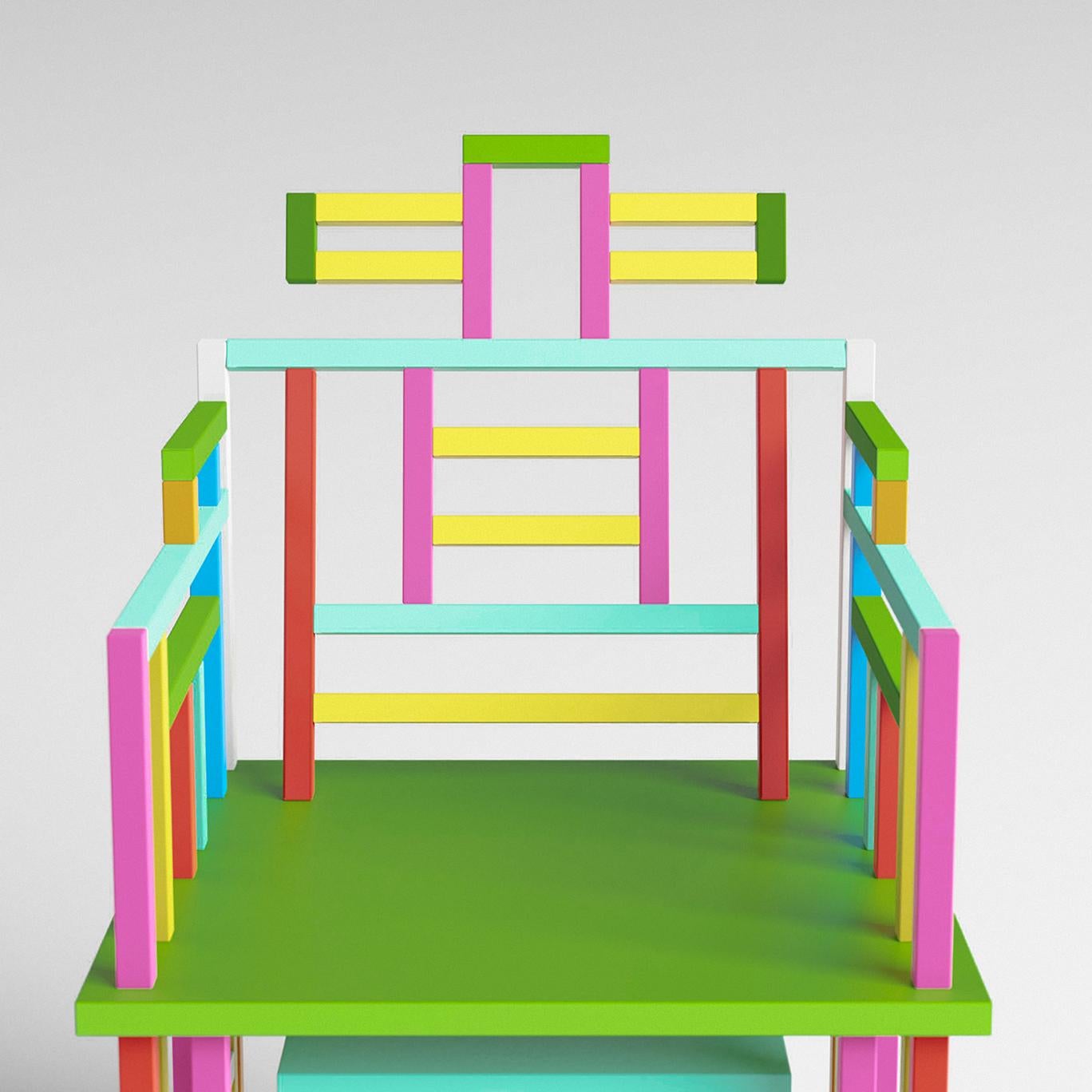 Bois Chaise chinoise contemporaine en bois multicolore 