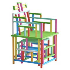 "Dragonfruit" Multicolor Contemporary Chinese Wooden Chair