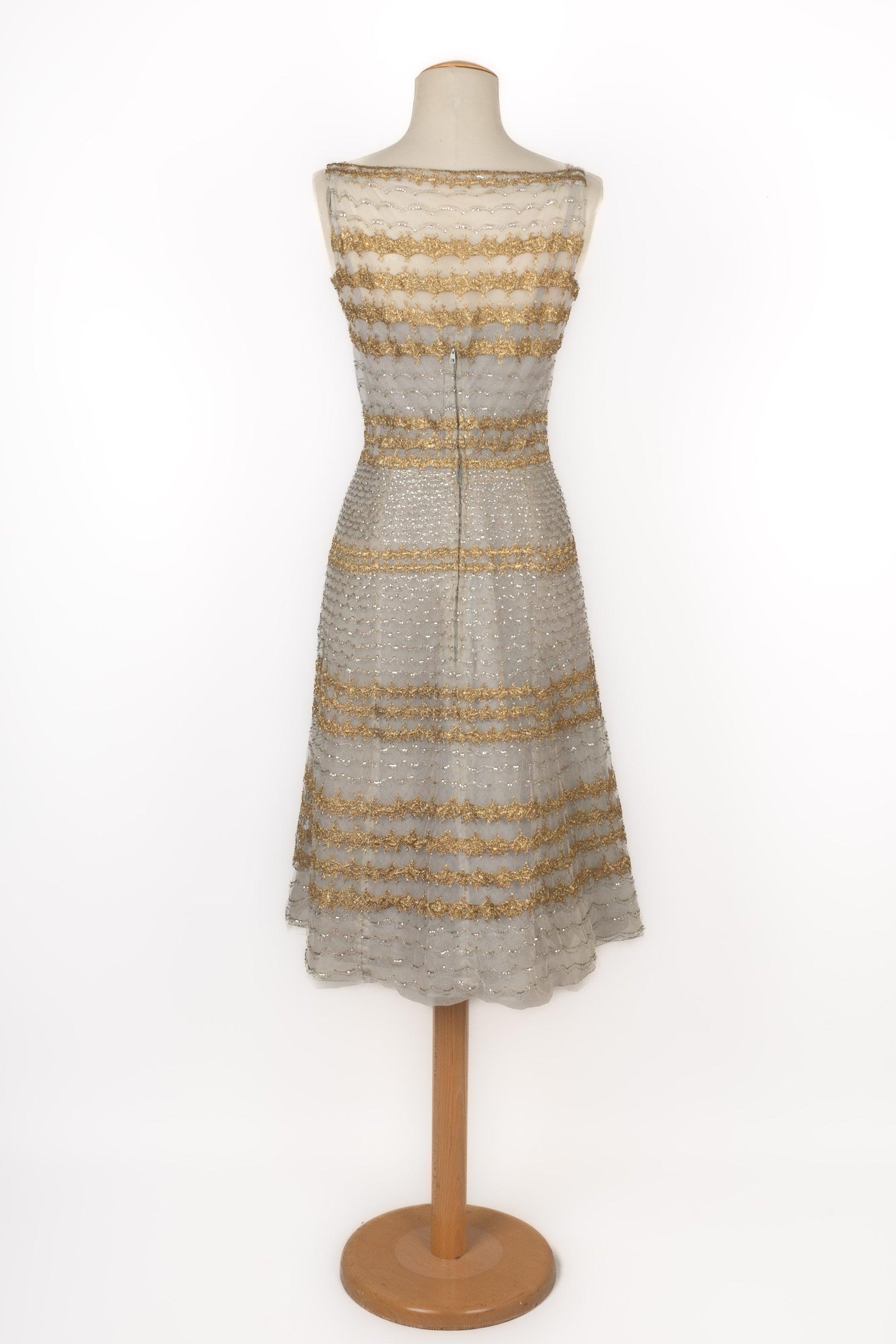 Brown Dragoni Venezia Vintage Tulle Dress Haute Couture, 1950s For Sale