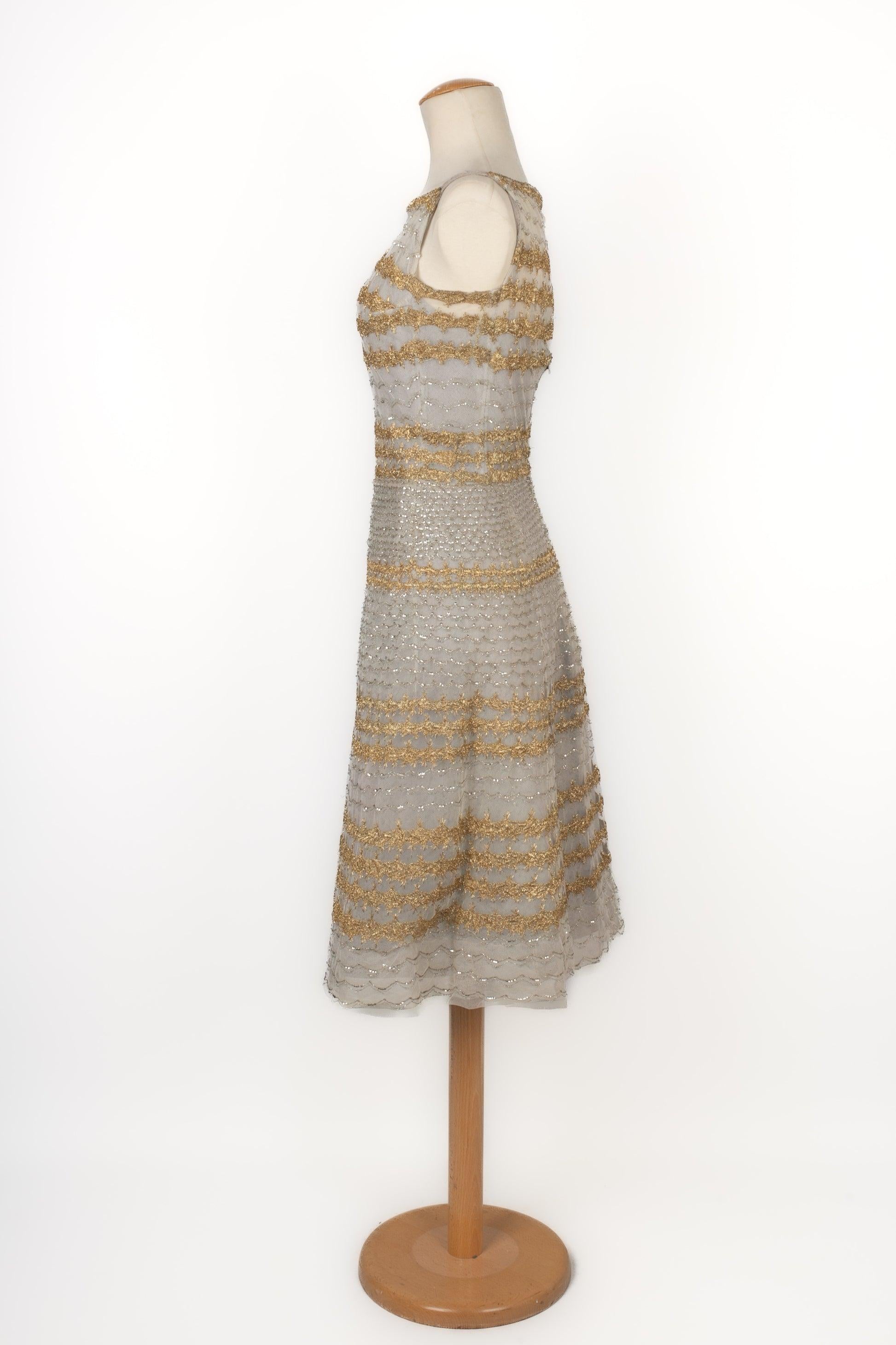 Dragoni Venezia Vintage Tulle Dress Haute Couture, 1950s In Excellent Condition For Sale In SAINT-OUEN-SUR-SEINE, FR