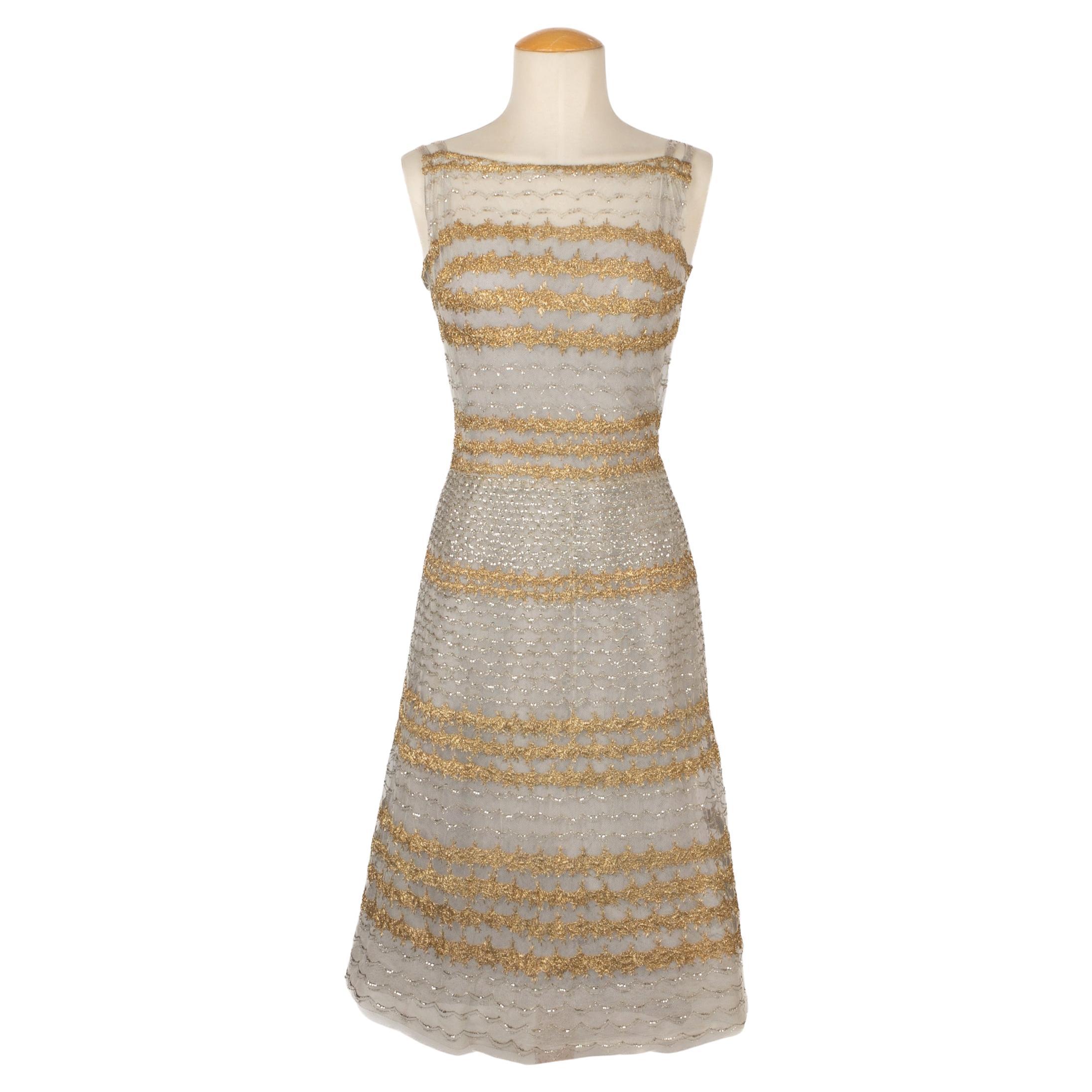 Dragoni Venezia Vintage Tulle Dress Haute Couture, 1950s For Sale