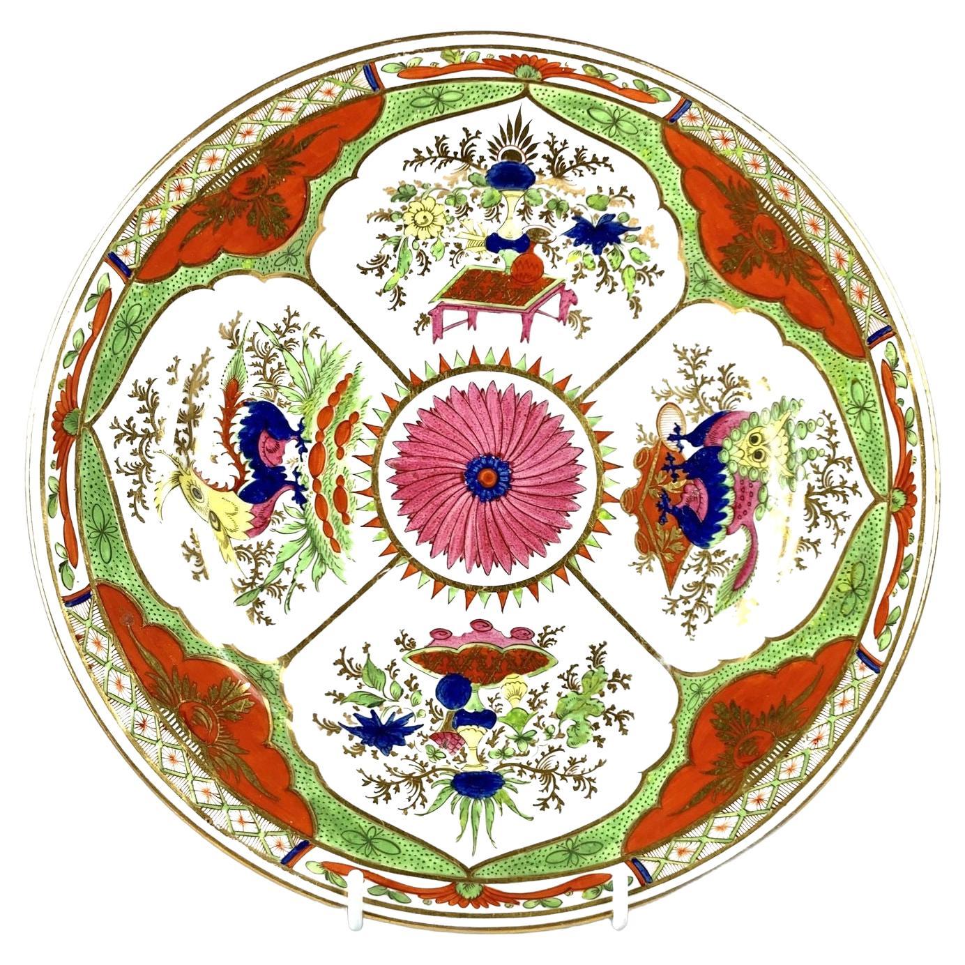 Draghi in compartimenti Piatto Chamberlains Worcester Porcellana Inghilterra Ca.1820" in vendita