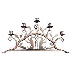 "Dragons Rampant", 1920s Five-Light Art Deco Wrought Iron Candelabra, Sweden
