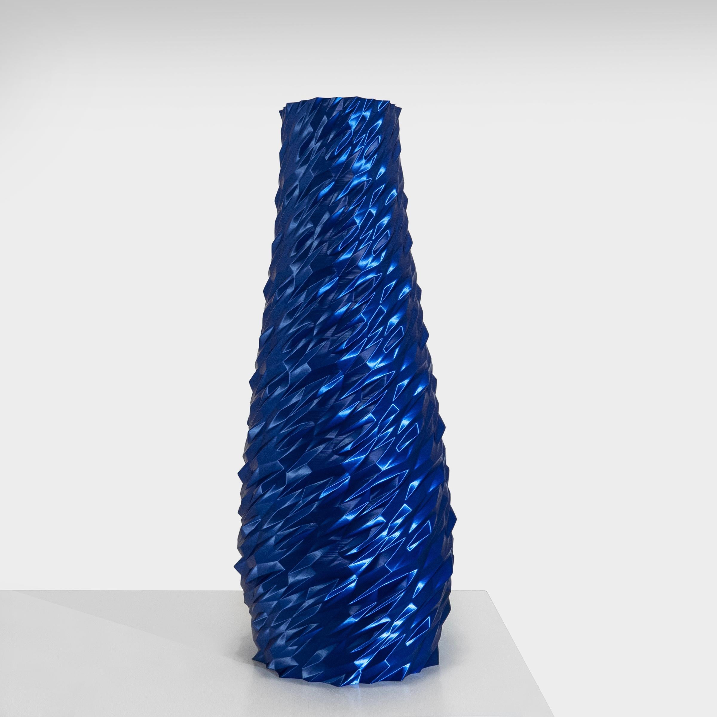 Post-Modern Dragonskin, Blue Contemporary Sustainable Vase-Sculpture For Sale