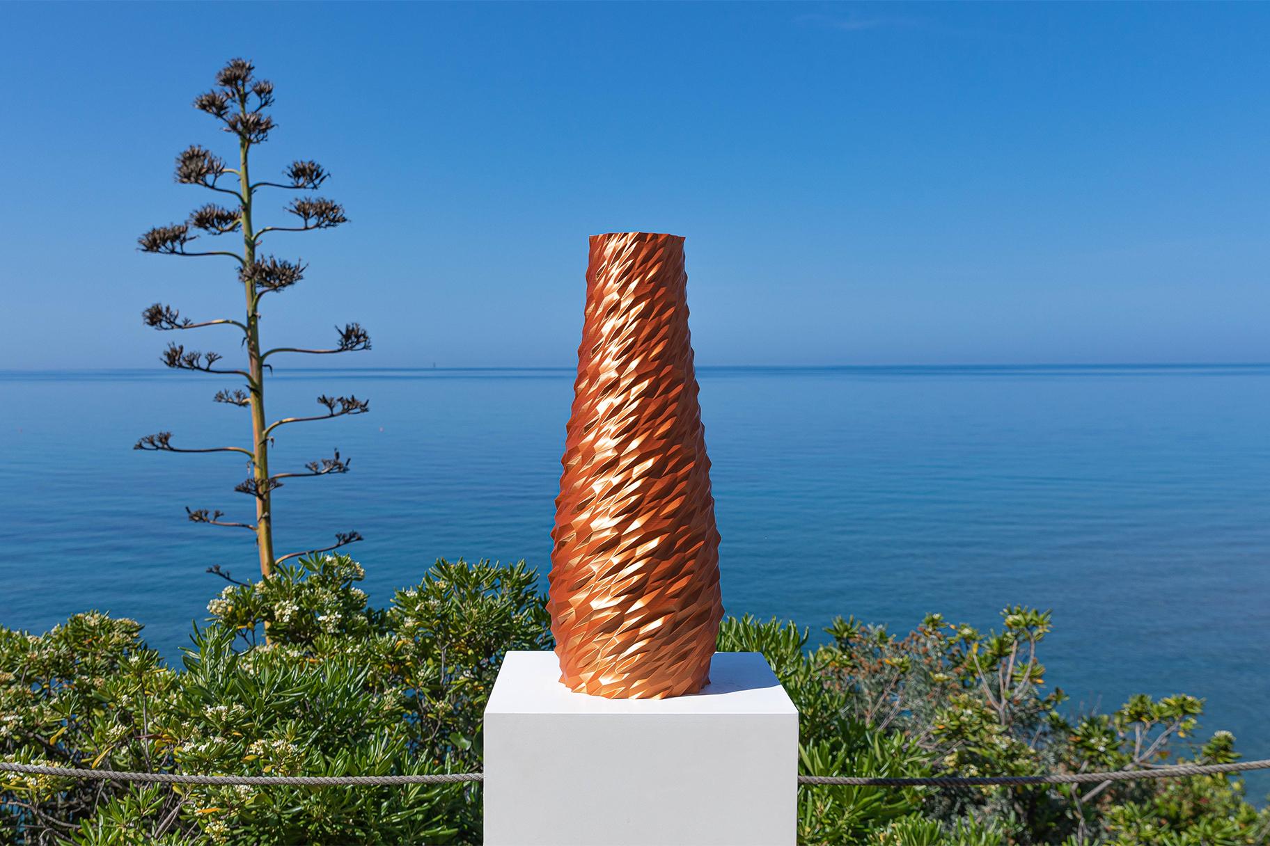 Resin Dragonskin, Copper Contemporary Sustainable Vase-Sculpture For Sale