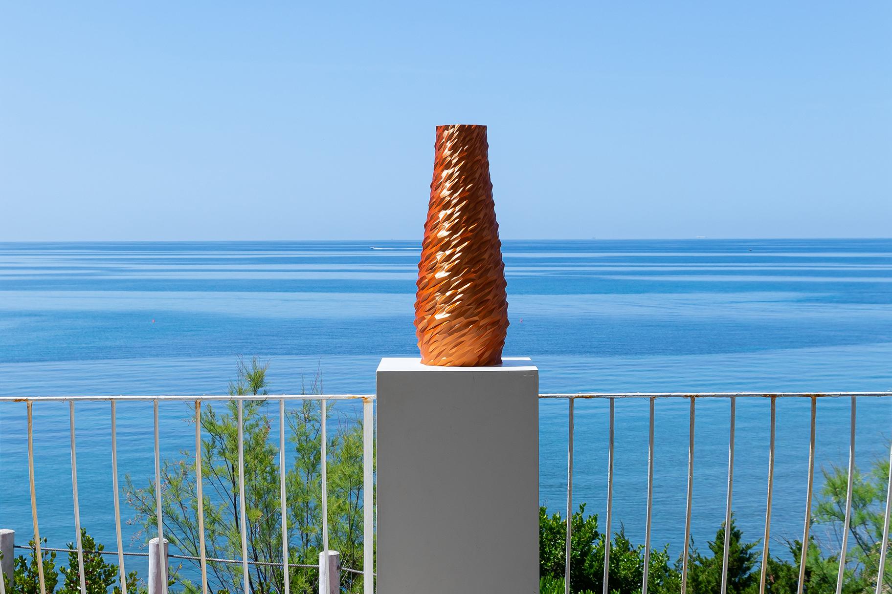 Dragonskin, Copper Contemporary Sustainable Vase-Sculpture For Sale 1