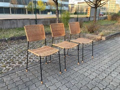Drahtwerke Erlau Cesta de mimbre Silla de comedor de mediados de siglo 1de3