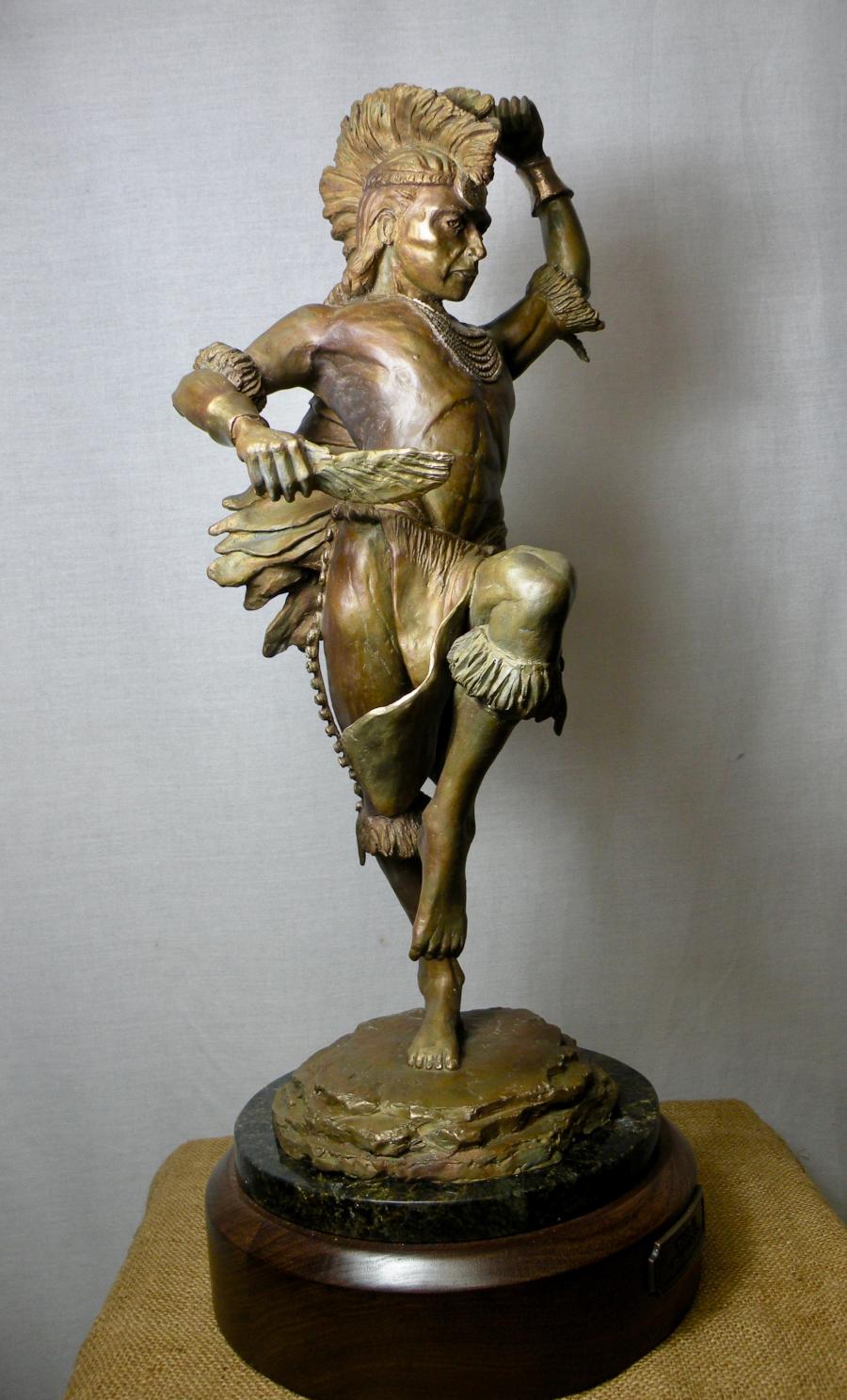 Drake Figurative Sculpture - "OHITIKA II" NATIVE AMERICAN INDIAN BRONZE 26 x 10 x 10