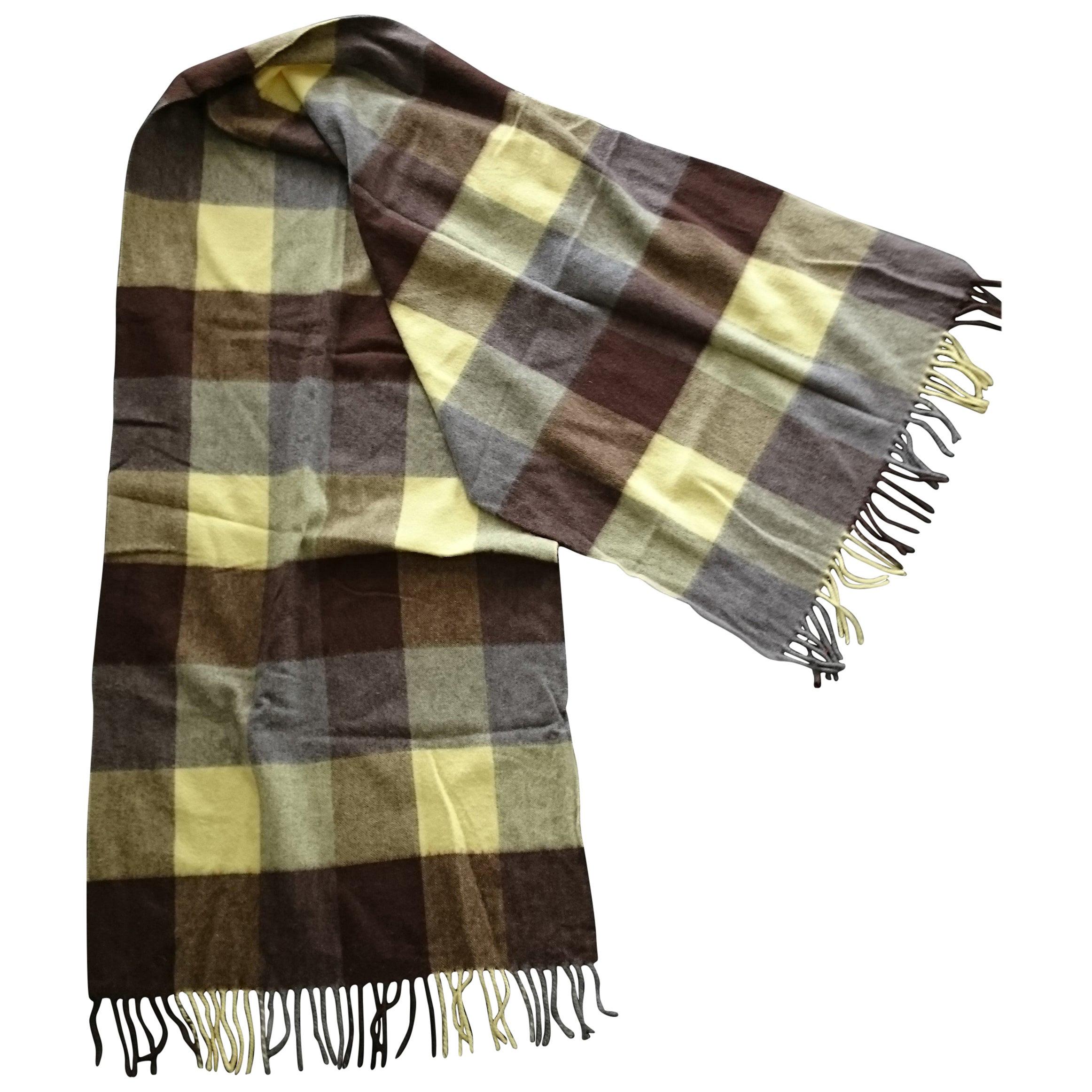 Drake's Chocolate-Tricolors Scottish Cashmere Scarf For Sale