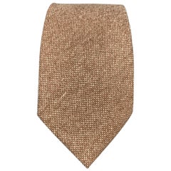 DRAKES LONDON Brown & Cream Textured Cashmere Tie