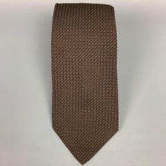 DRAKES LONDON Brown Textured Silk Tie