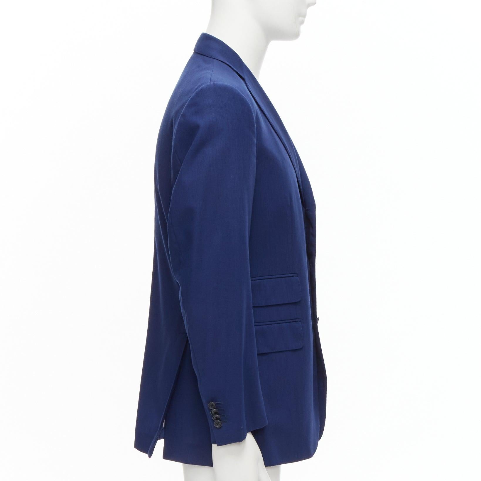 DRAKE'S Loro Piana 100% wool blue flap pockets single breasted blazer IT50 L In Excellent Condition For Sale In Hong Kong, NT
