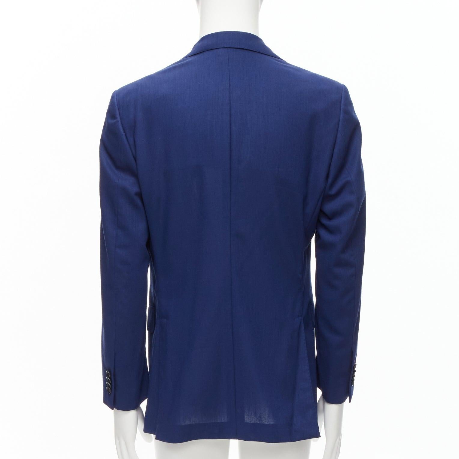 Men's DRAKE'S Loro Piana 100% wool blue flap pockets single breasted blazer IT50 L For Sale