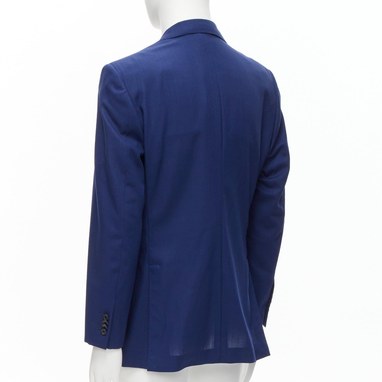 DRAKE'S Loro Piana 100% wool blue flap pockets single breasted blazer IT50 L For Sale 1