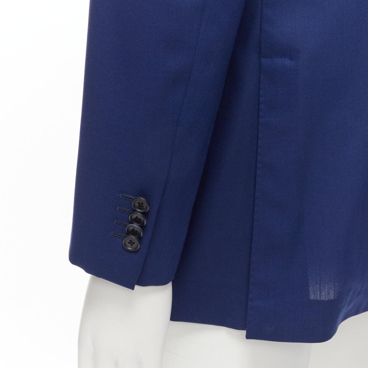 DRAKE'S Loro Piana 100% wool blue flap pockets single breasted blazer IT50 L For Sale 2