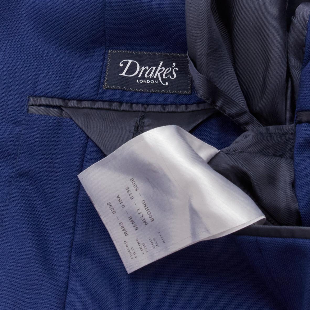 DRAKE'S Loro Piana 100% wool blue flap pockets single breasted blazer IT50 L For Sale 3