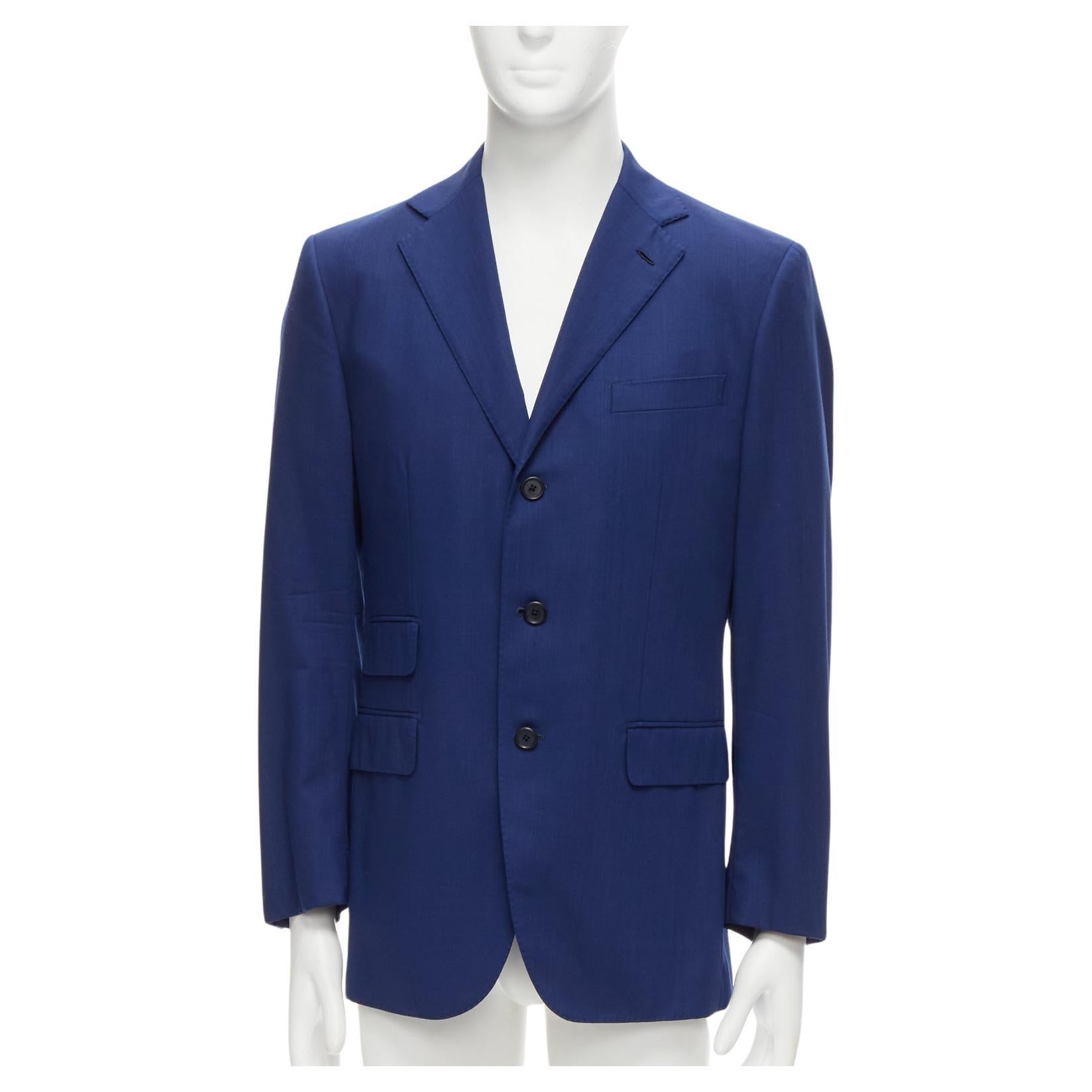 DRAKE'S Loro Piana 100% Wollblauer einreihiger Blazer mit Klappentaschen IT50 L