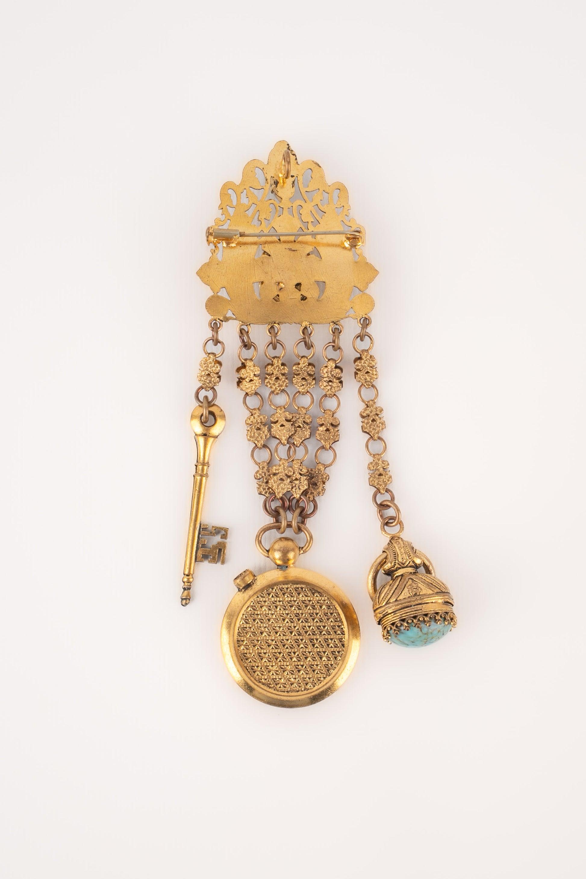 Women's Drama Pendant Brooch Holding Charms For Sale