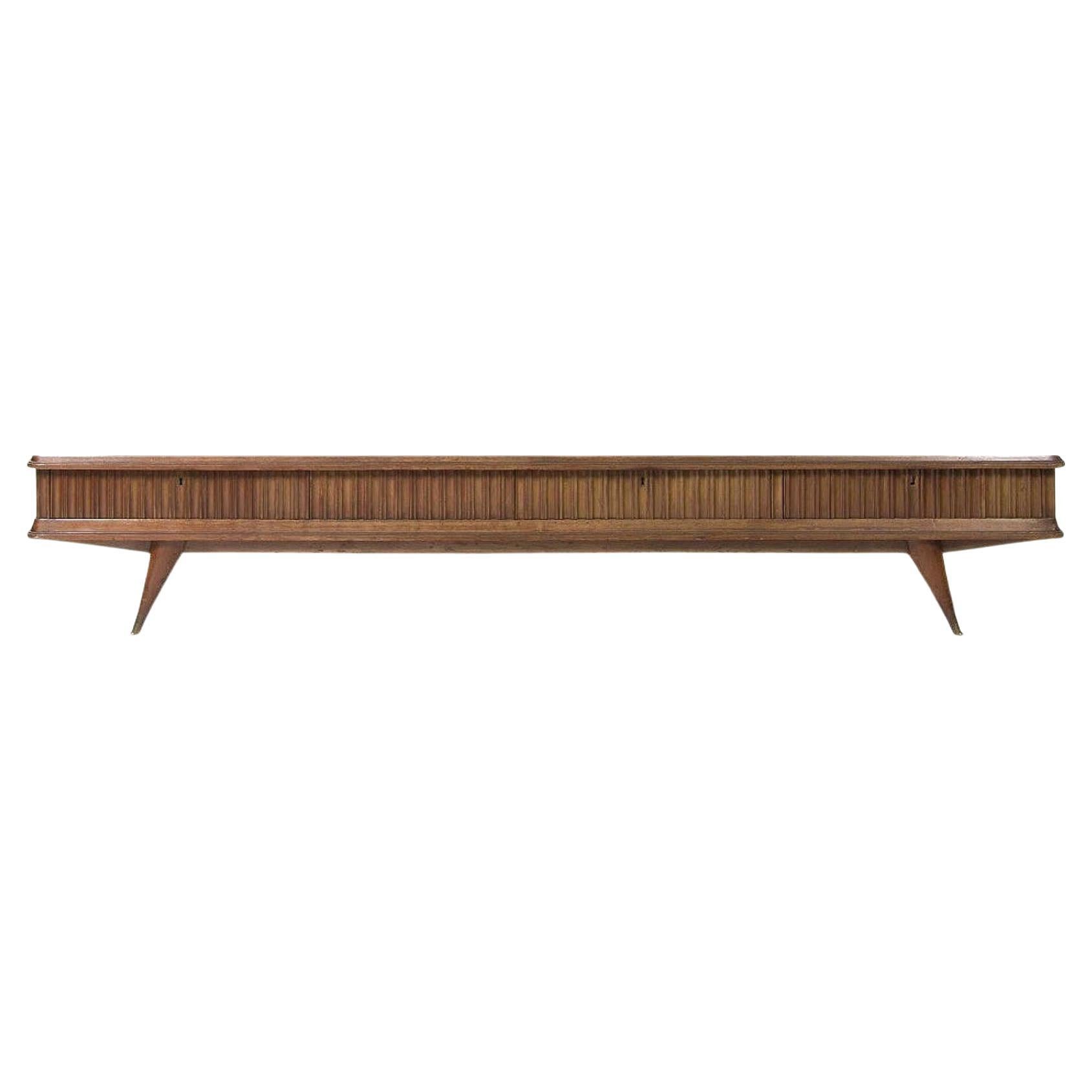 Dramatic 1940s Low Console Platform Bench Media Table by Eugenio Diez