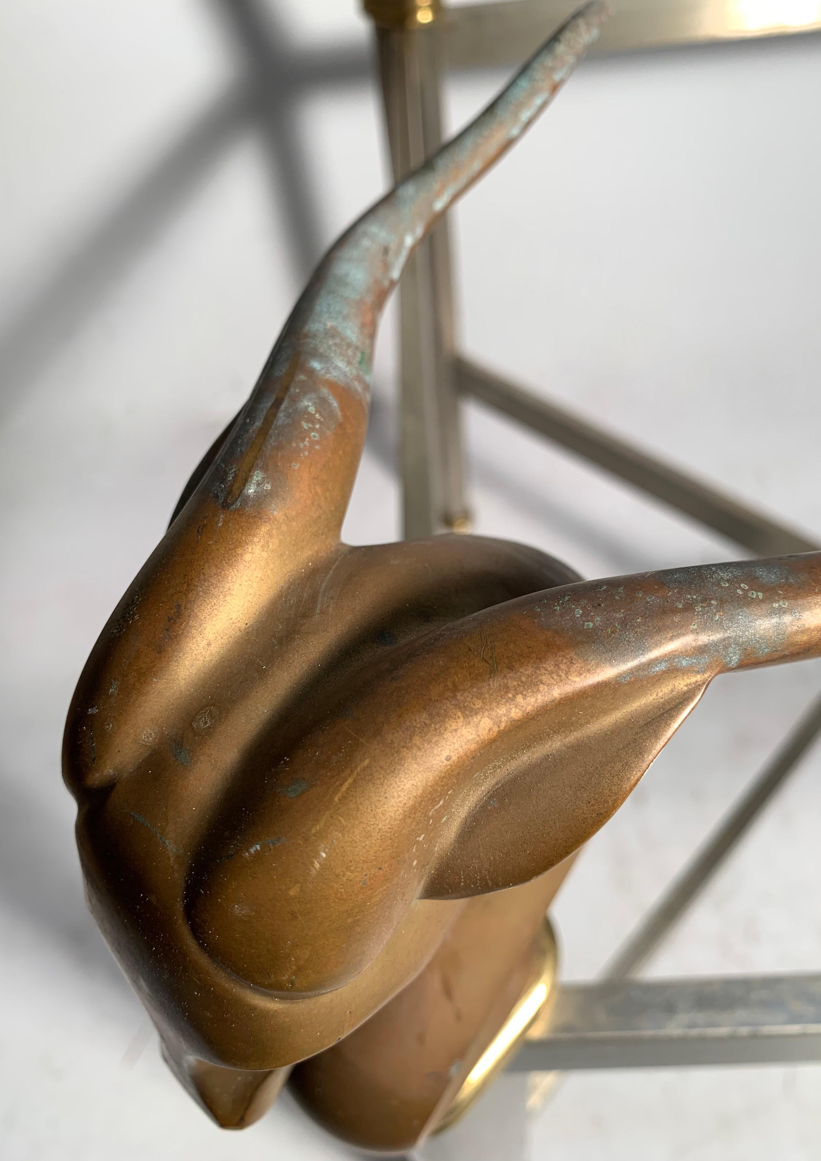 Dramatischer Antelope-Kopf-Schreibtisch/Esstisch aus massiver Bronze, 1970er / frühe 80er Jahre im Angebot 3