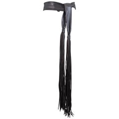 Dramatique ceinture en cuir à glands frangés noire des années 1980