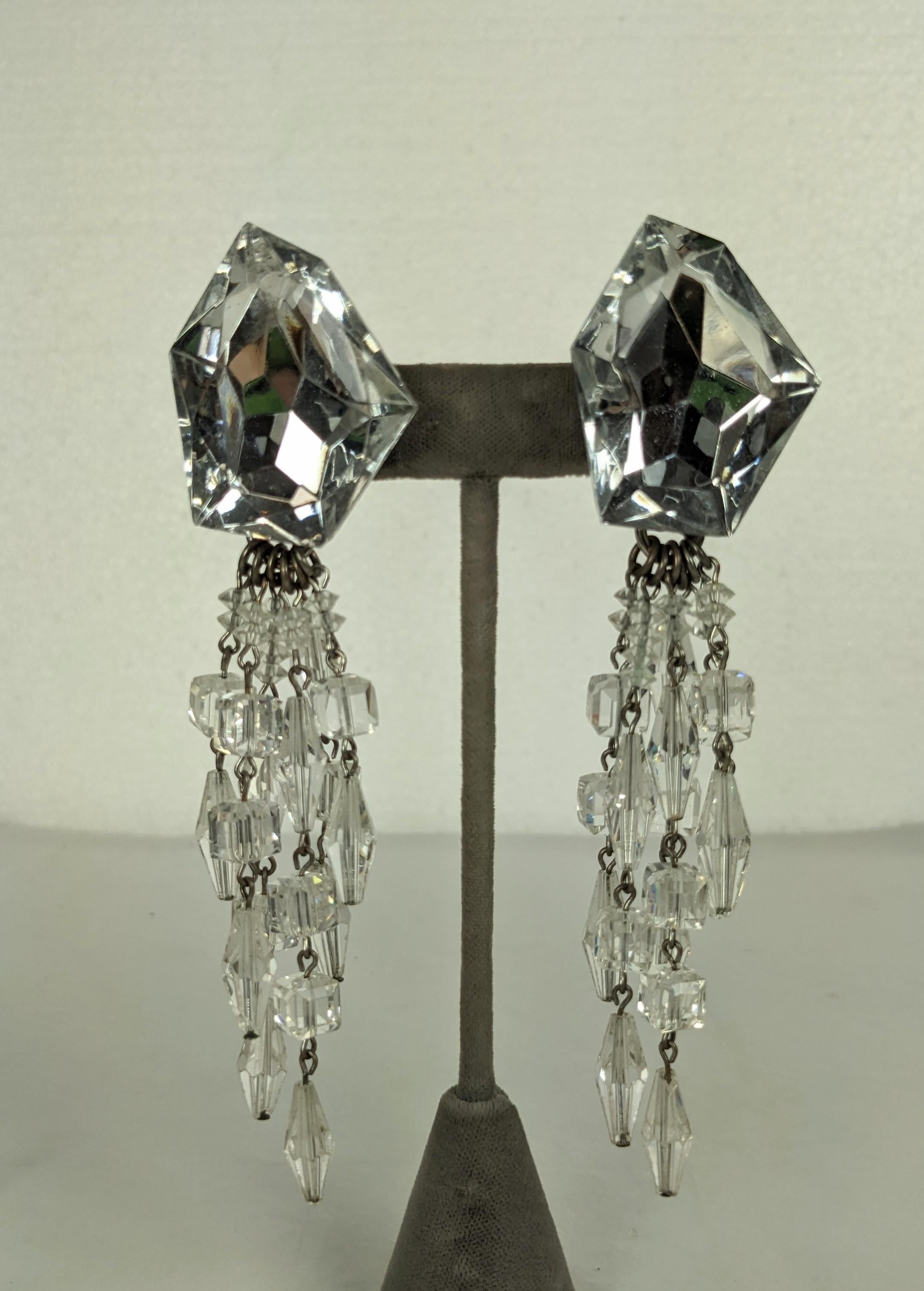 Drammatici orecchini a goccia in cristallo degli anni '80 In condizioni buone in vendita a New York, NY