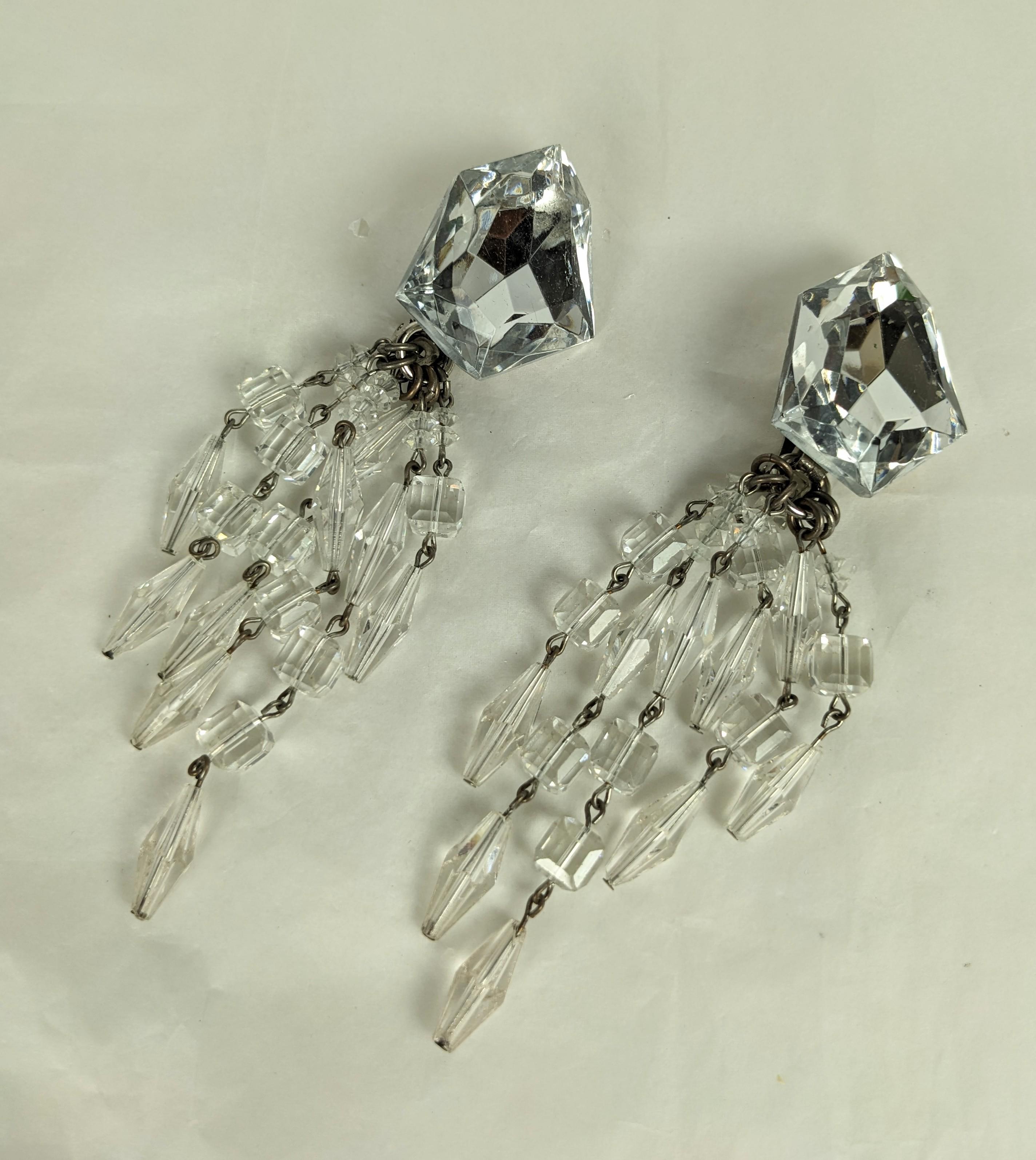Drammatici orecchini a goccia in cristallo degli anni '80 in vendita 1