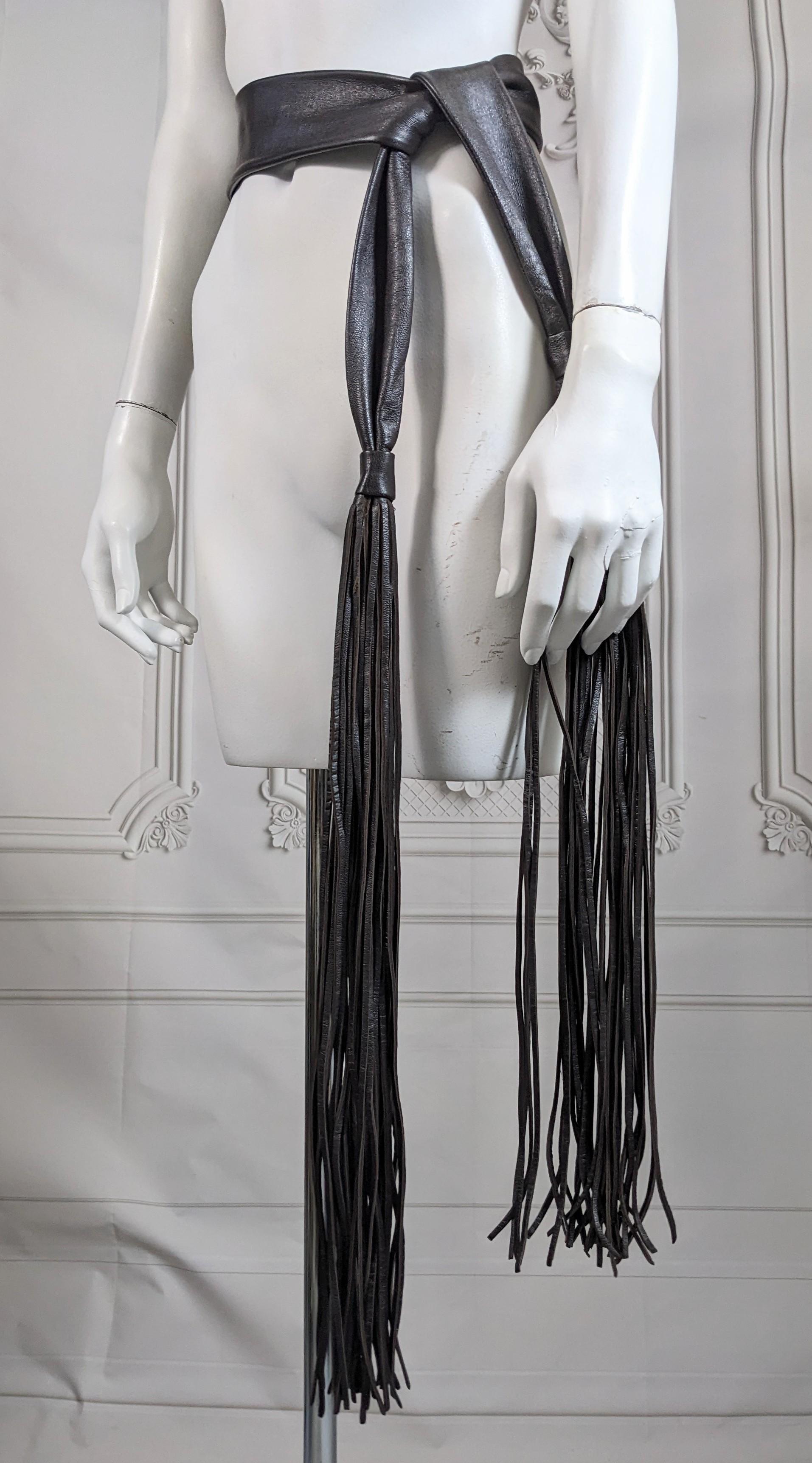 Dramatic 1980's Fringed Tassel Leather Sash In Excellent Condition For Sale In New York, NY