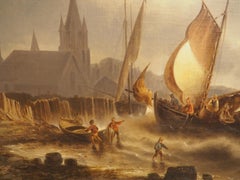 Dramatic 19th century Maritime Oil on Canvas Painting by Josef Mahorcig, 1880