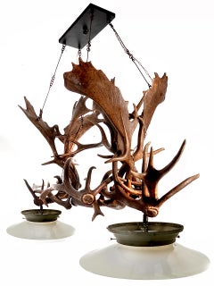 Dramatic Adirondack Great Camp Style Horned Chandelier