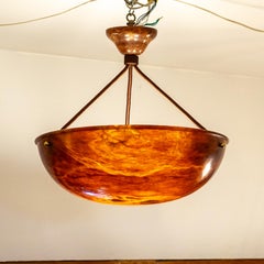 Dramatic Amber Alabaster Pendant, Sweden 1915