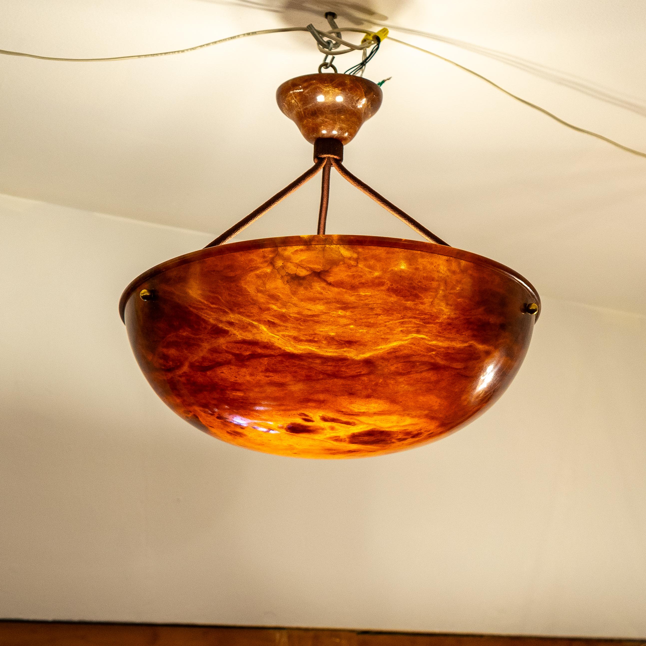 20th Century Dramatic Amber Alabaster Pendant, Sweden 1915 For Sale