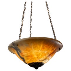 Dramatic Amber and Black Alabaster Light Fixture, Sweden, 1910-1920