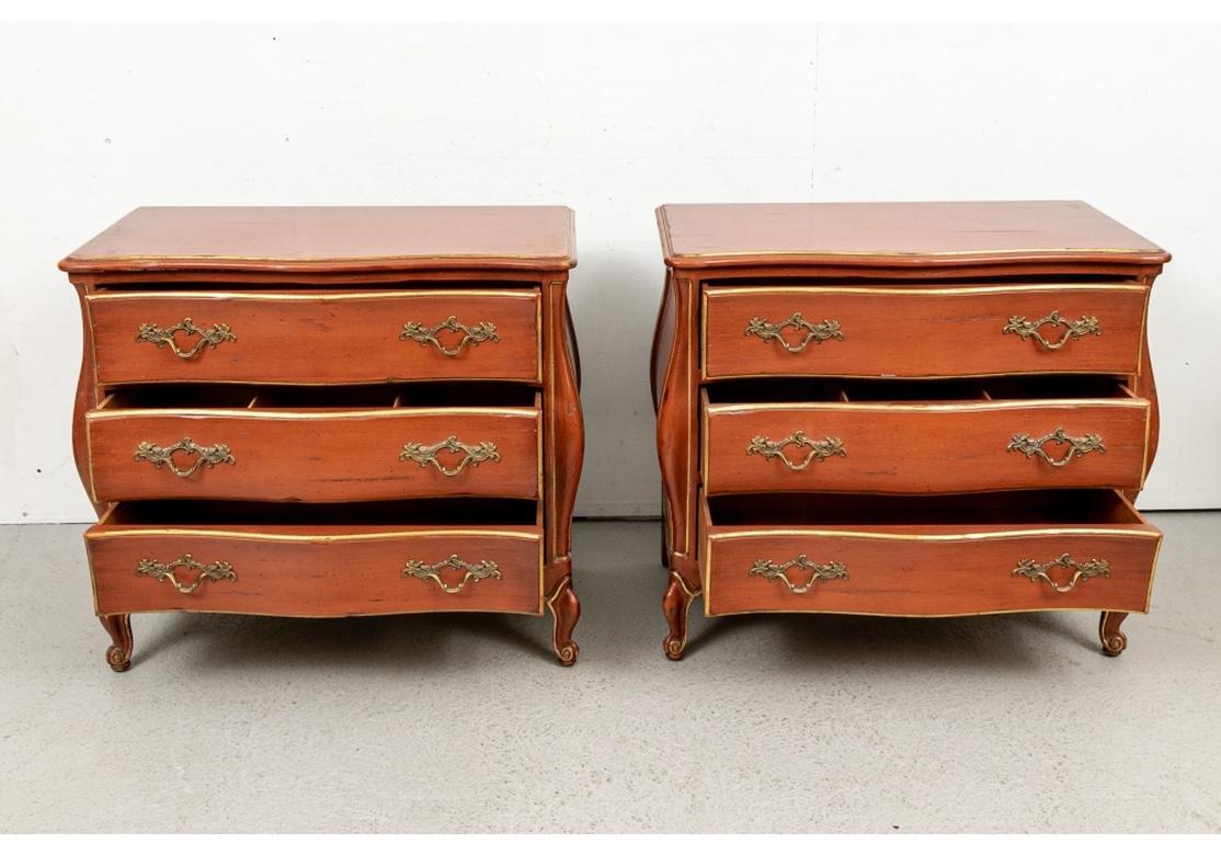 Mid-20th Century Dramatic And Colorful Hollywood Regency Style Bombé Chest Pair 
