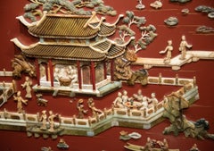 Dramatic and Large Antique Chinese Red Lacquer Screen