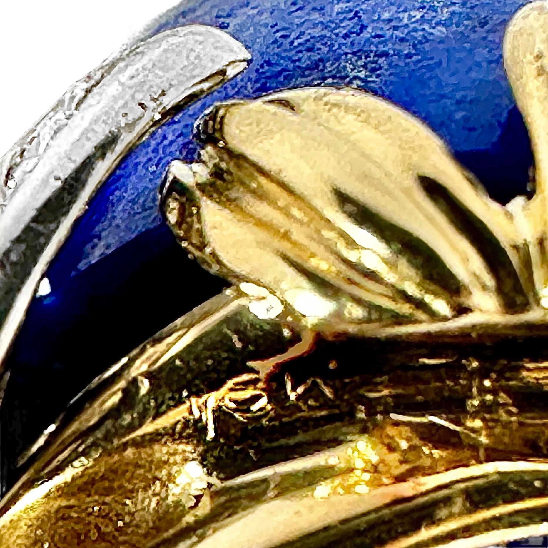 Dramático Anillo de Cóctel de Oro Vintage Lapislázuli y Diamantes en venta 3