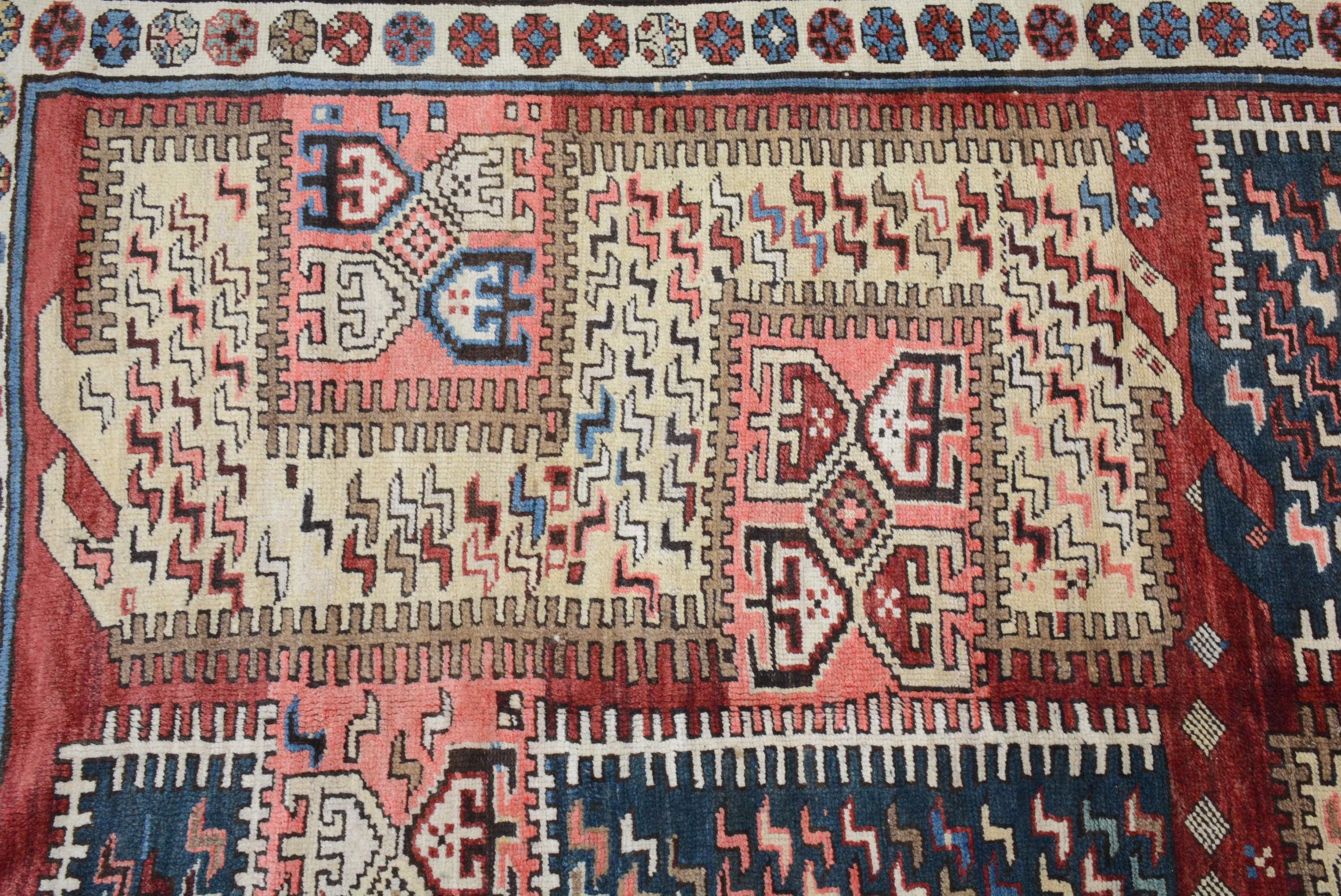 Dramatic Antique Caucasian Karabagh Rug In Excellent Condition For Sale In Closter, NJ