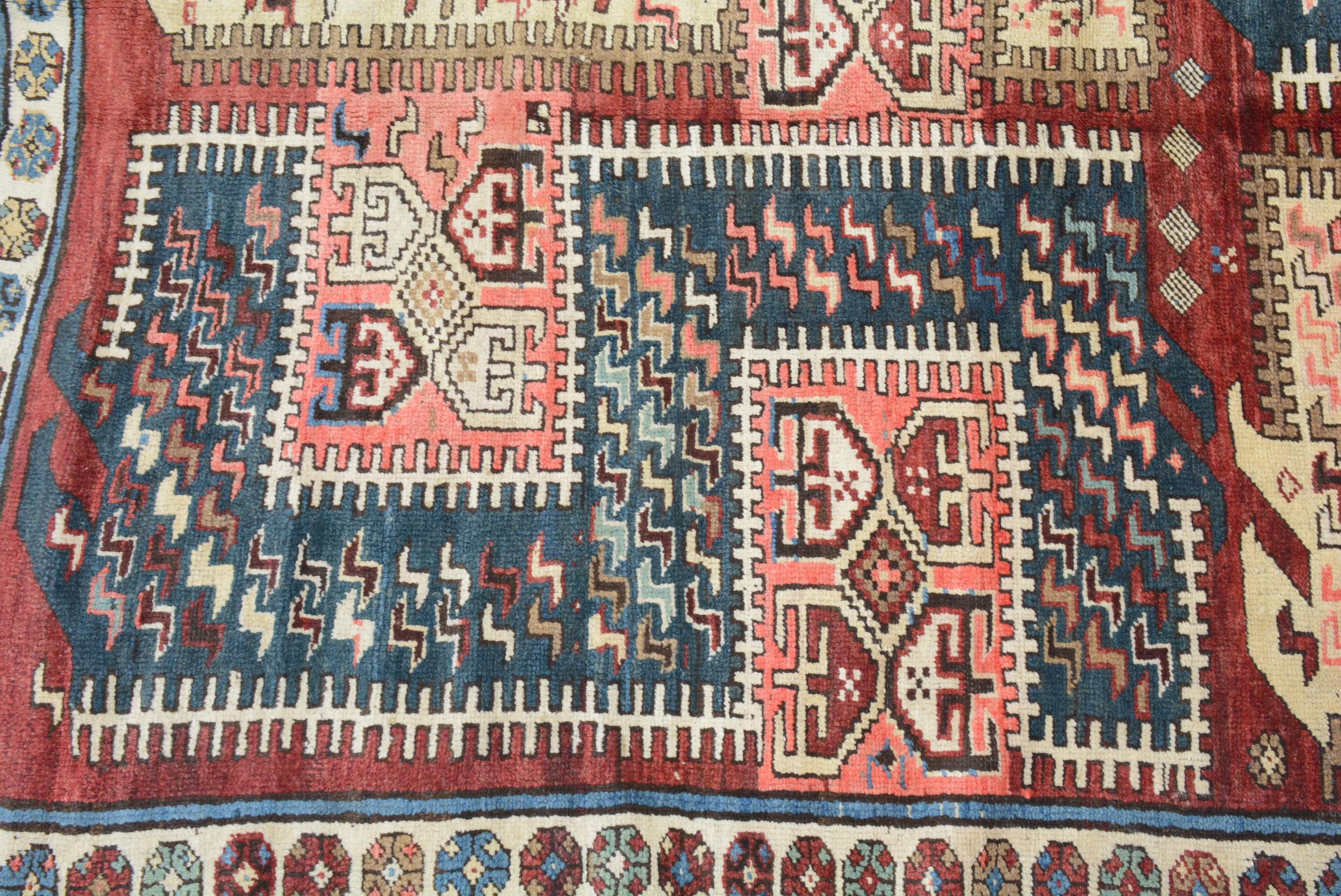 Early 20th Century Dramatic Antique Caucasian Karabagh Rug For Sale