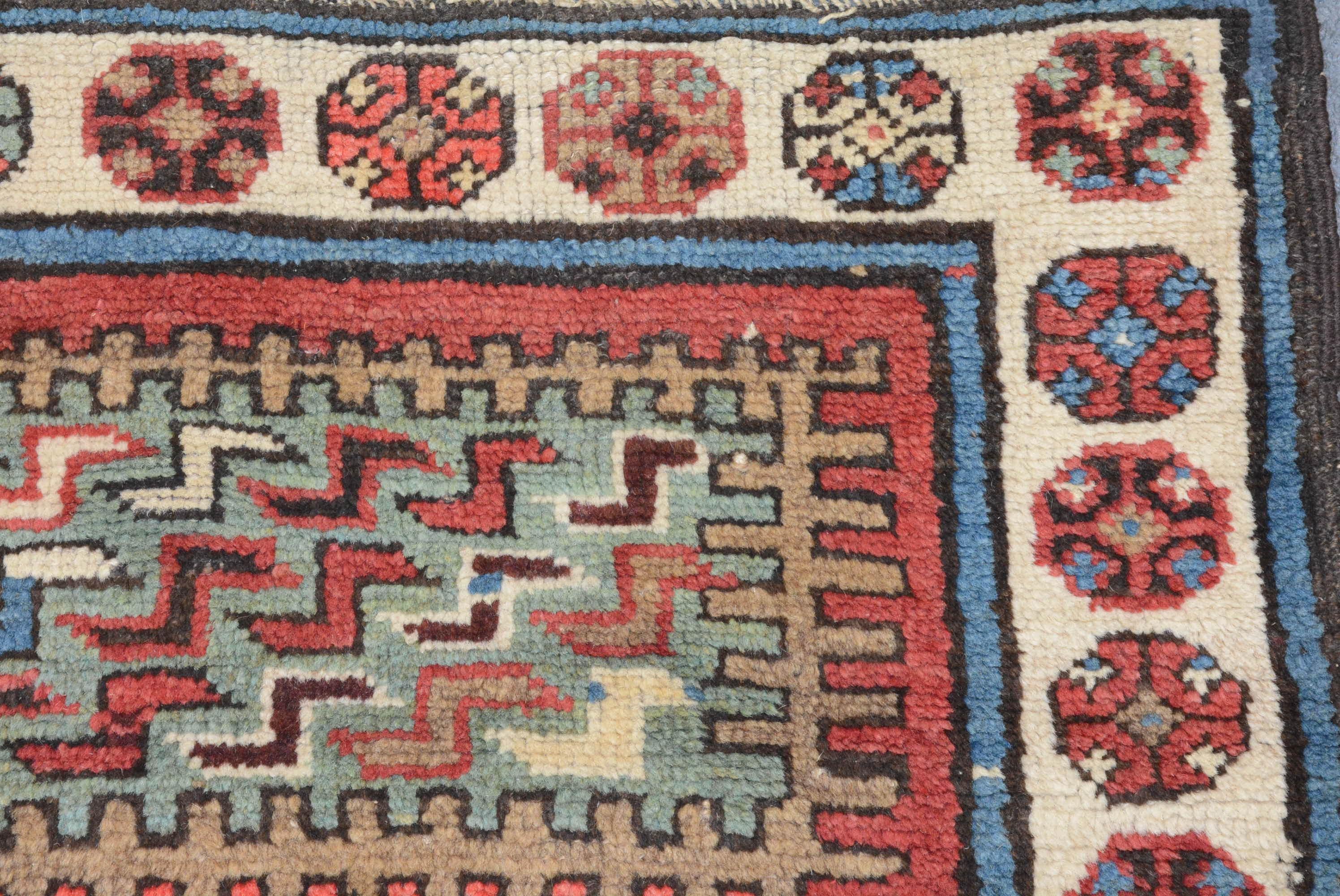 Wool Dramatic Antique Caucasian Karabagh Rug For Sale